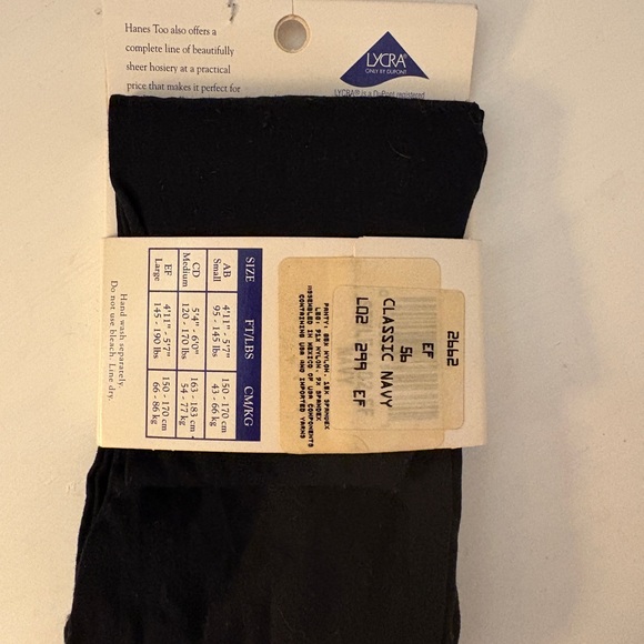 Hanes too Legwear Microfiber Opaque Control Top Tights sz EF NEW Navy - Picture 3 of 4